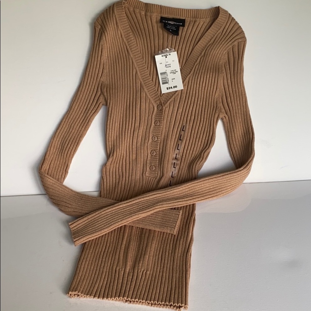 SOLD ….NWT It’s Our Time Ribbed Stretch V-Neck Sweater